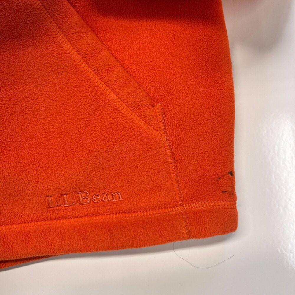 LL Bean Kids Fleece Jacket Orange Full Zip Mock Neck Hole Flaw As Is - Picture 4 of 7
